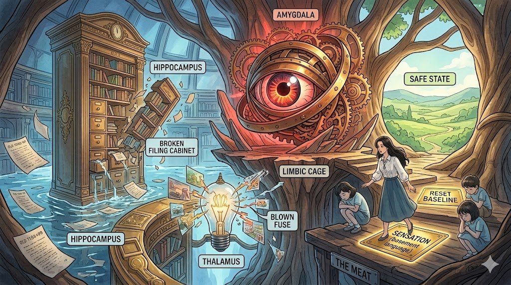 Illustration of brain functions and emotions.